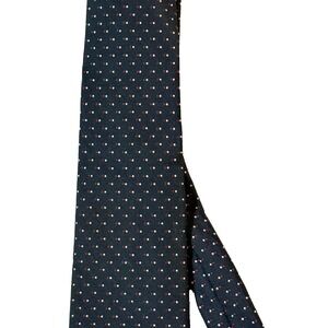 Vintage Italian Silk‎ Tie Navy Red White Micro Dot Foulard Old Money